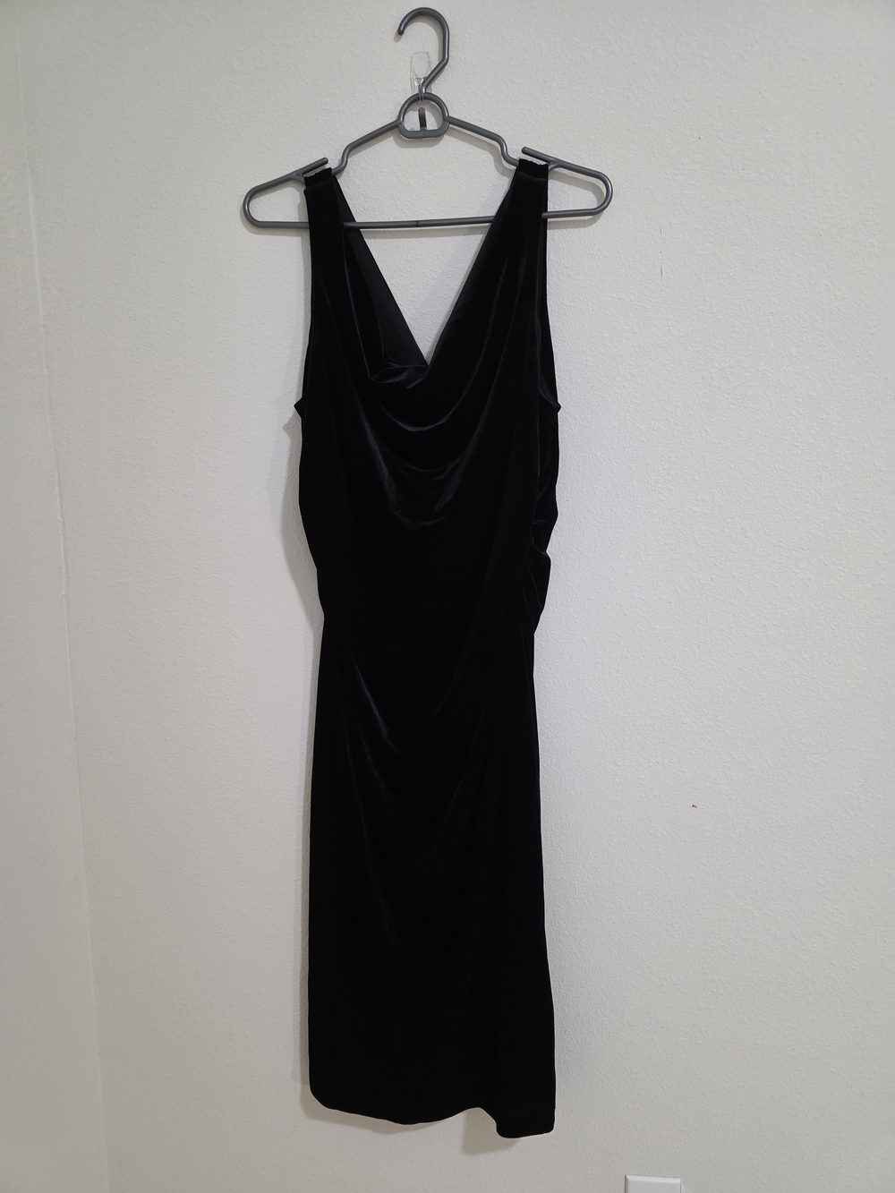 Kensie Black Velvet Draped Midi Dress